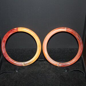 (2) VTG BAKELITE BANGLES Marbled Butterscotch from my Grandmas stash
